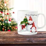 Cute Gnome Snowman Christmas Gift   Coffee Mug<br><div class="desc">Cute Gnome Snowman Christmas Gift Coffee Mug with a personal name or family name. Cute design has a three gnome,  adorable snowman, Christmas trees and script handwritting.  Customise with a personal or family name. Great Christmas gift for family and friends.</div>