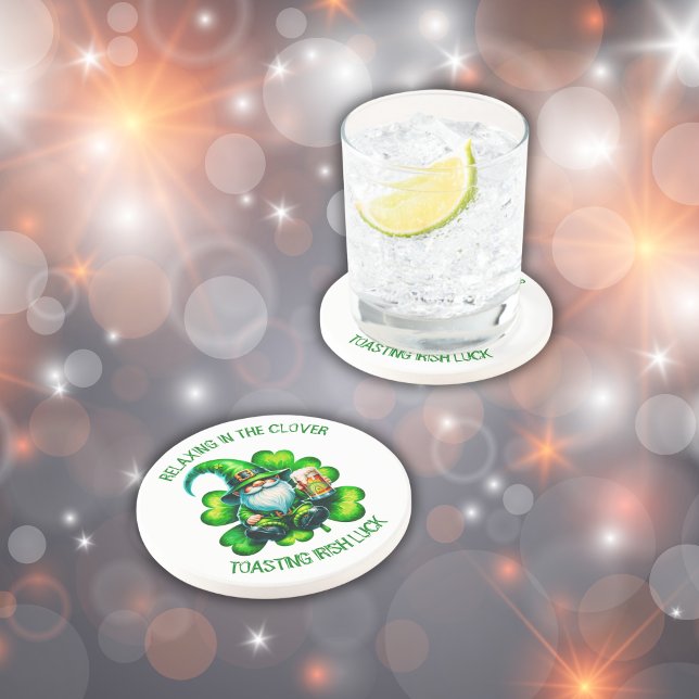 Cute Gnome St Patrick's Day with Beer | Coaster (Creator Uploaded)