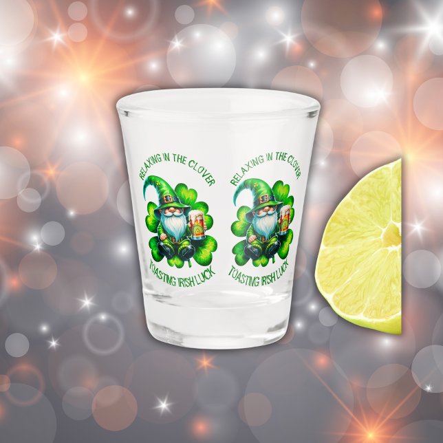 Cute Gnome St Patrick's Day with Beer | Shot Glass (Creator Uploaded)