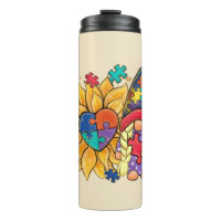 Cute Gnome, Sunflower & Heart Autism Awareness