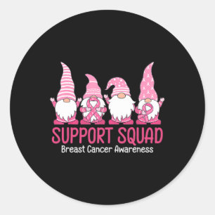 Cute Gnome Support Squad Breast Cancer Awareness  Classic Round Sticker