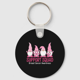 Cute Gnome Support Squad Breast Cancer Awareness Key Ring