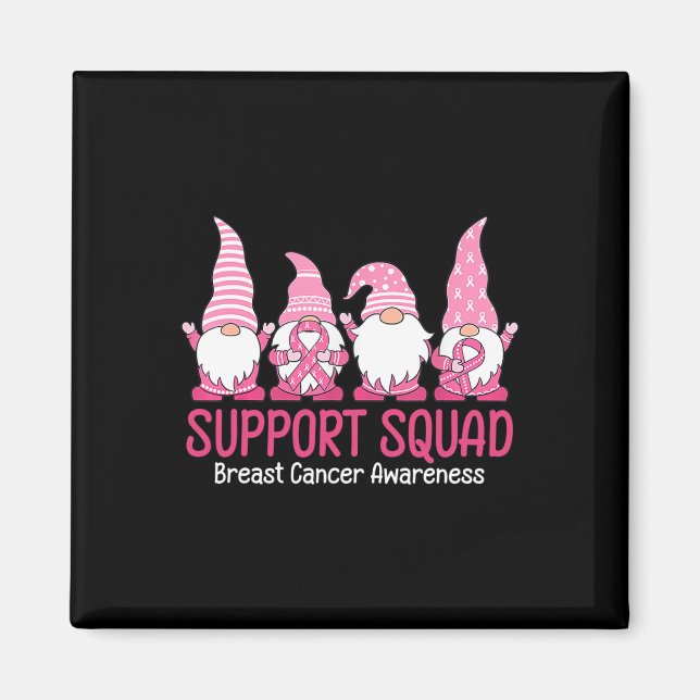 Cute Gnome Support Squad Breast Cancer Awareness  Magnet (Front)