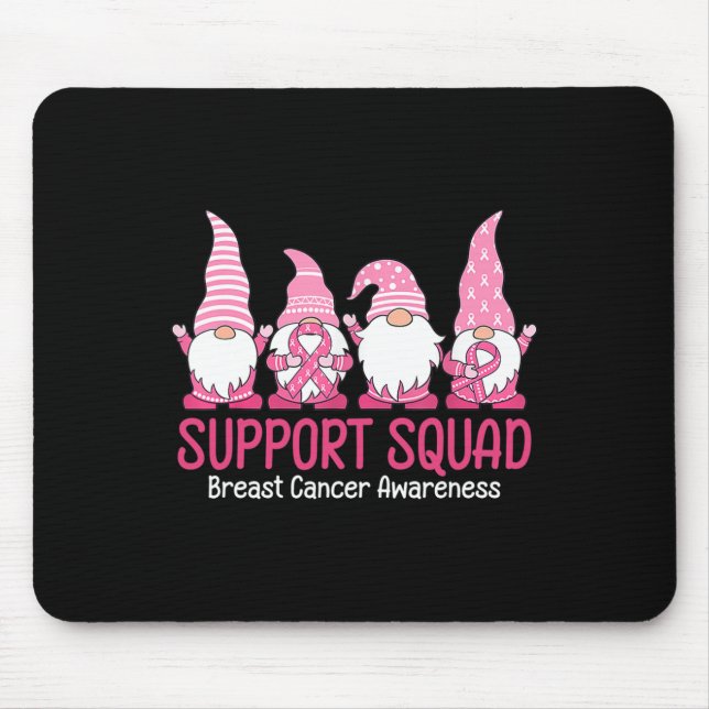 Cute Gnome Support Squad Breast Cancer Awareness  Mouse Pad (Front)