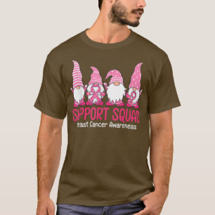 Cute Gnome Support Squad Breast Cancer Awareness  T-Shirt