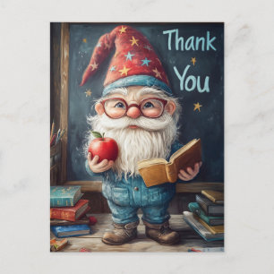 Cute Gnome Teacher - Thank You Illustration Holiday Postcard
