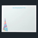 Cute Gnome Unicorn Magical Colorful Custom Name Notepad<br><div class="desc">This cute notepad features a whimsical and magical unicorn gnome illustration in blue and purple. Personalize it with your name. Great gift idea.</div>