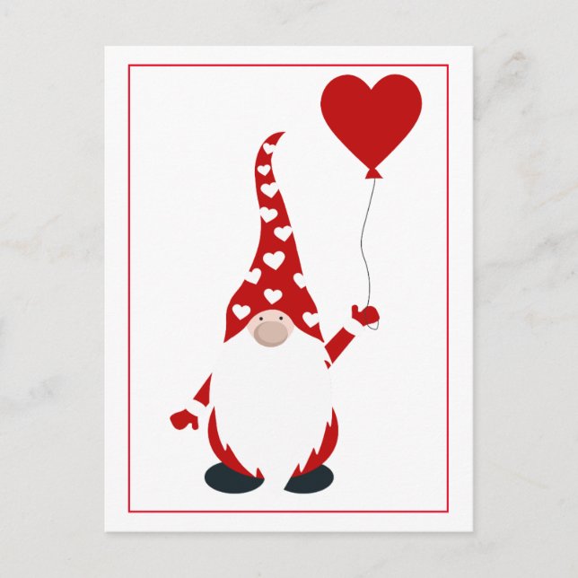 Cute Gnome Valentine Postcard (Front)