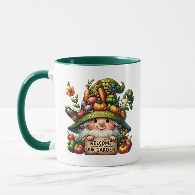 Cute gnome welcome garden party add name mug (Left)