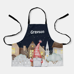 Cute Gnome Winter Snow Holiday Apron