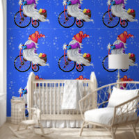 Cute Gnome with Bike and Gift Christmas