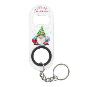 Cute Gnome with Christmas Tree Hat and Gift 