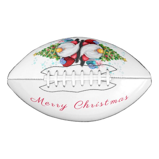 Cute Gnome with Christmas Tree Hat and Gift - Fun  Football (Front)