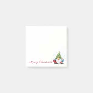 Cute Gnome with Christmas Tree Hat and Gift Fun  Post-it Notes