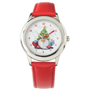 Cute Gnome with Christmas Tree Hat and Gift  Fun Watch