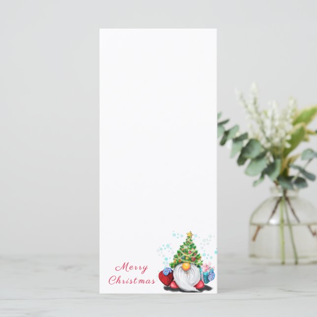 Cute Gnome with Christmas Tree Hat and Gift  Menu (Standing Front)