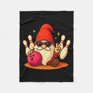 Cute Gnome With Sungles Gnome Playing Bowling Men Fleece Blanket