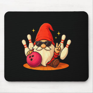 Cute Gnome With Sungles Gnome Playing Bowling Men Mouse Pad