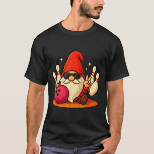 Cute Gnome With Sungles Gnome Playing Bowling Men  T-Shirt
