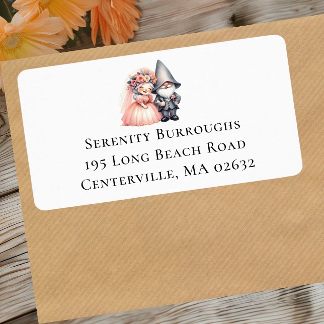 Cute Gnome Woodland Garden Orange Wedding Address  Label (Creator Uploaded)
