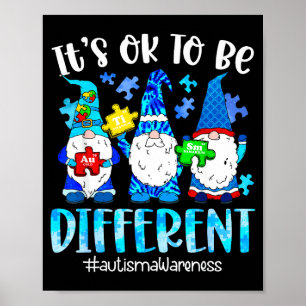 Cute gnomes autism awareness to be different puzzl poster