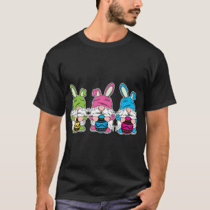 Cute Gnomes Bunny Easter Egg Hunting T-Shirt