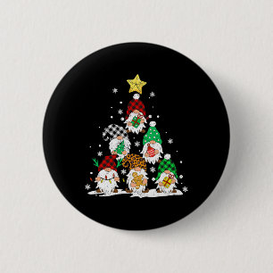 Cute Gnomes Christmas Tree Lights Gnomies Gnome Xm 6 Cm Round Badge