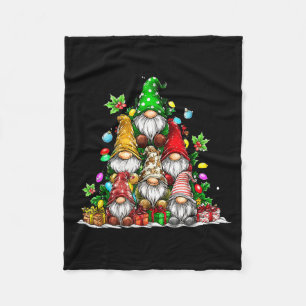 Cute Gnomes Christmas Tree Lights Gnomies Gnome Xm Fleece Blanket