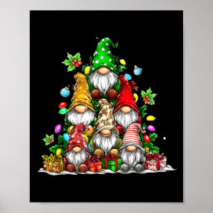 Cute Gnomes Christmas Tree Lights Gnomies Gnome Xm Poster