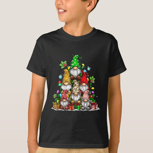 Cute Gnomes Christmas Tree Lights Gnomies Gnome Xm T-Shirt (Front)