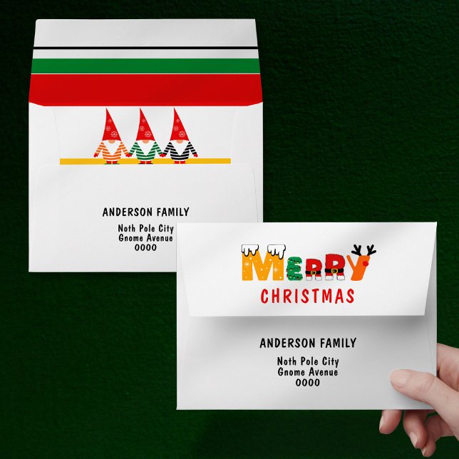 Cute Gnomes Colourful Merry Christmas Envelope (Creator Uploaded)
