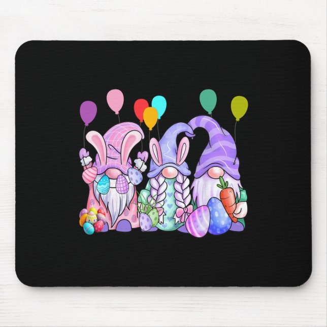 Cute Gnomes Easter Eggs Bylloons Funny Gnome Easte Mouse Pad (Front)