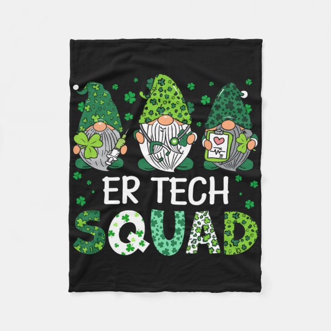 Cute Gnomes Er Tech Squad Funny St Patricks Day  Fleece Blanket (Front)
