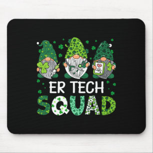 Cute Gnomes Er Tech Squad Funny St Patricks Day Mouse Pad