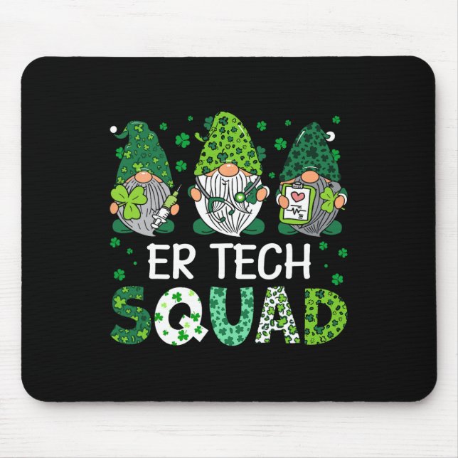 Cute Gnomes Er Tech Squad Funny St Patricks Day  Mouse Pad (Front)