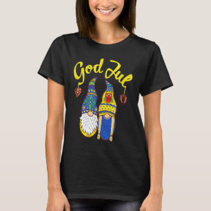 Cute Gnomes God Jul Swedish Norwegian Christmas T-Shirt