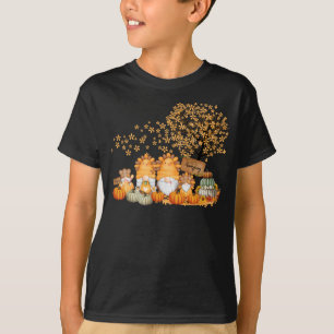 Cute Gnomes Happy Thanksgiving Fall Gnomes Pumpkin T-Shirt
