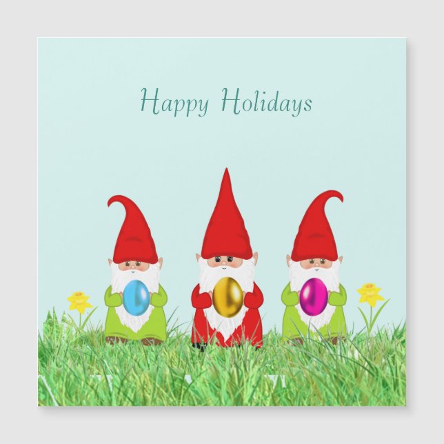 Cute Gnomes Holding Easter Eggs (Front)