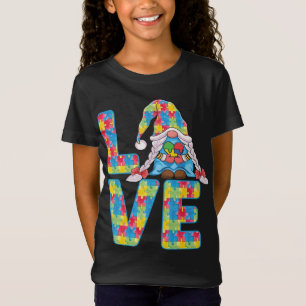 Cute Gnomes Holding Puzzle And ribbon Support Auti T-Shirt