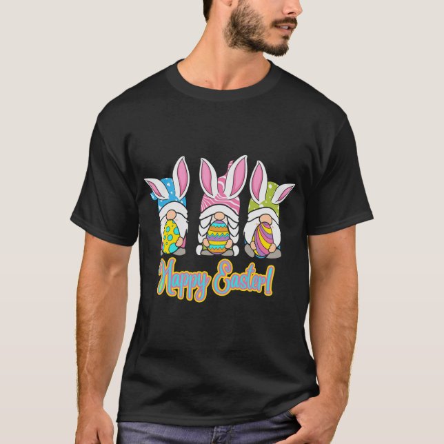 Cute Gnomes Hugs Eggs Happy Easter - Egg Hunting G T-Shirt (Front)