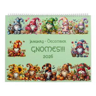 Cute Gnomes in Hats 2026 Calendar - Adorable!