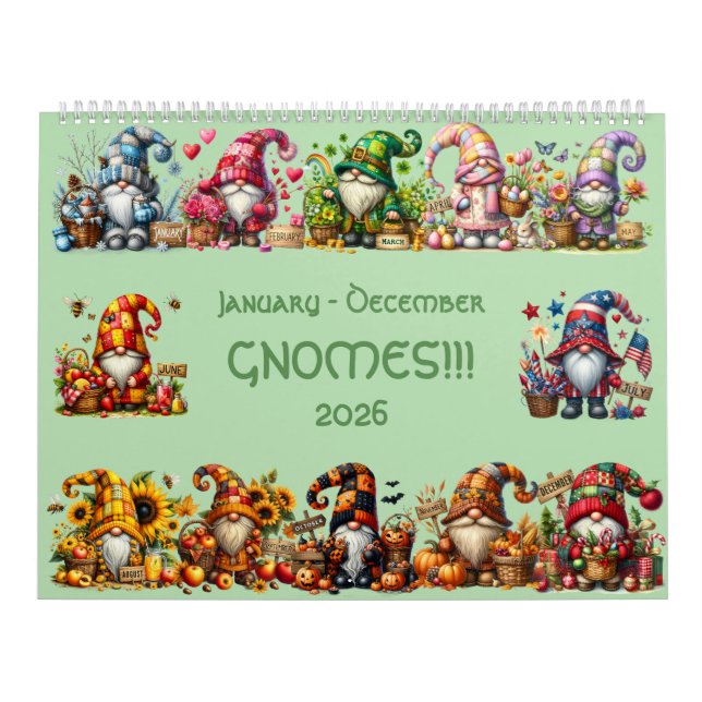 Cute Gnomes in Hats 2026 Calendar - Adorable! (Cover)