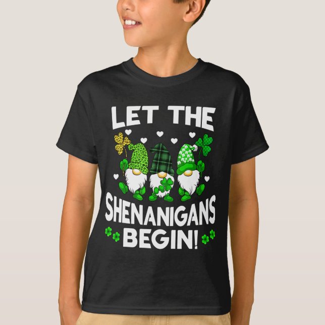 Cute Gnomes Let The Shenanigans Begin Leopard St.  T-Shirt (Front)