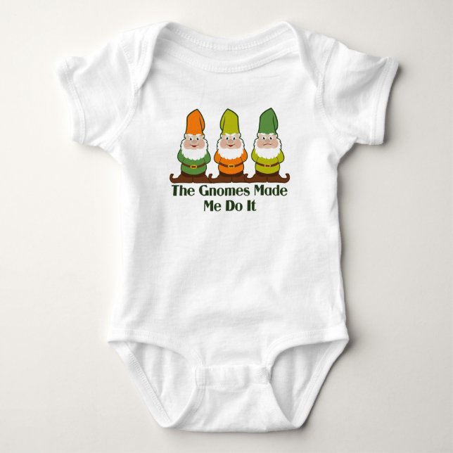Cute Gnomes Made Me Do It Green Baby Bodysuit (Front)