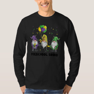Cute Gnomes Mardi Gras Preschool Squad Mardi Gras T-Shirt
