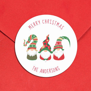 Cute Gnomes Merry Christmas Classic Round Sticker
