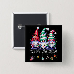 Cute Gnomes Merry Christmas Light Family Gnome 15 Cm Square Badge