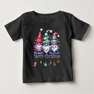 Cute Gnomes Merry Christmas Light Family Gnome Baby T-Shirt