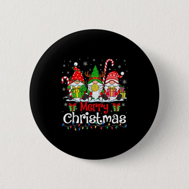 Cute Gnomes Merry Christmas Light Family Gnome Xma 6 Cm Round Badge (Front)