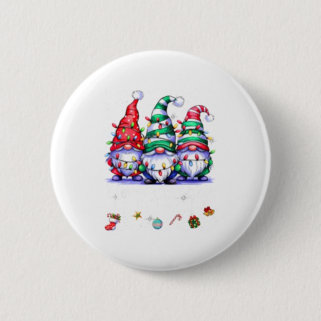 Cute Gnomes Merry Christmas Light Family Gnome Xma 6 Cm Round Badge (Front)